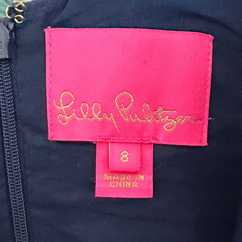 Lilly Pulitzer Navy Dress with Silver and Gold Detailing - Picture 2 of 3